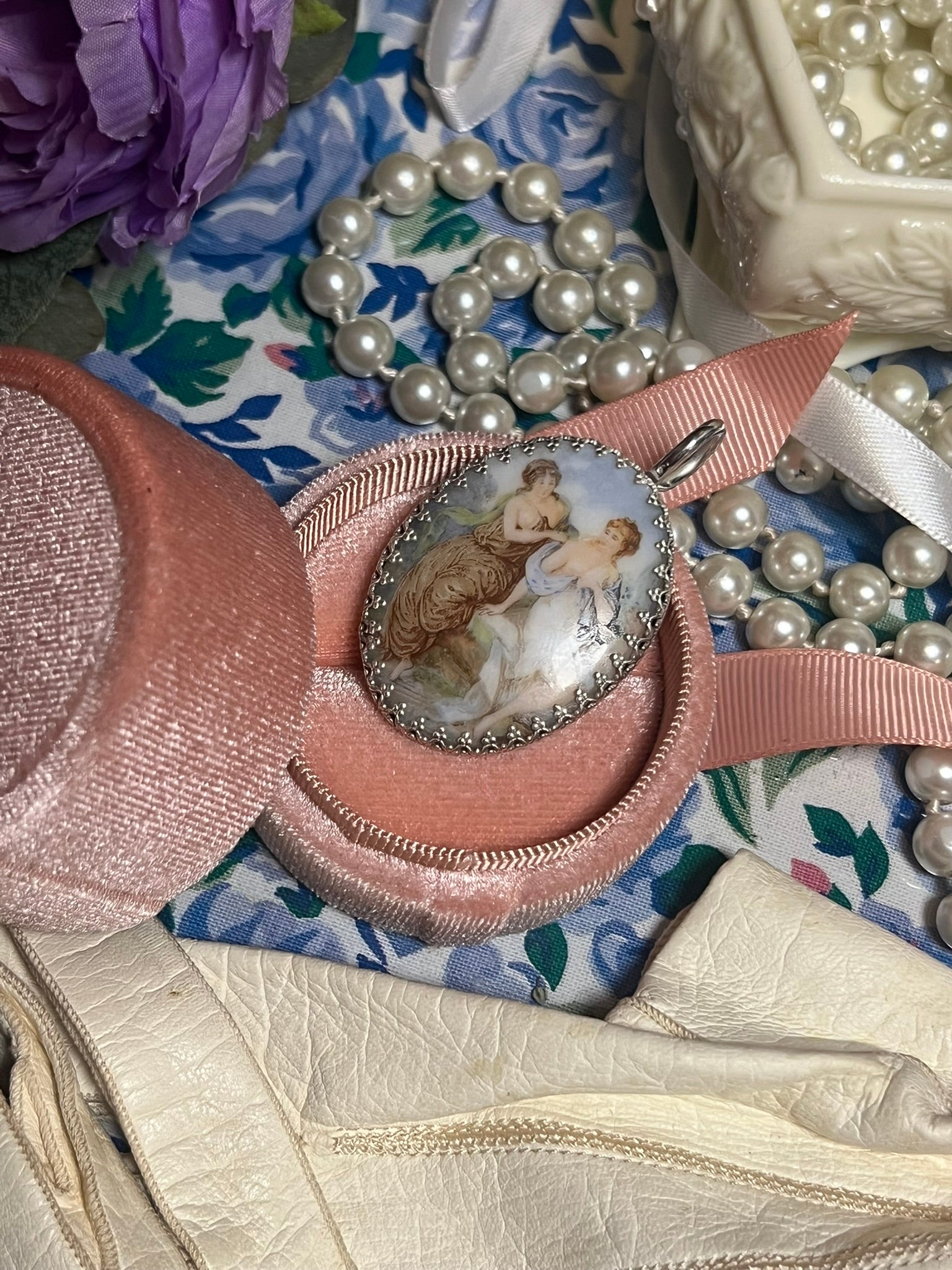Painted Cameo Pendant