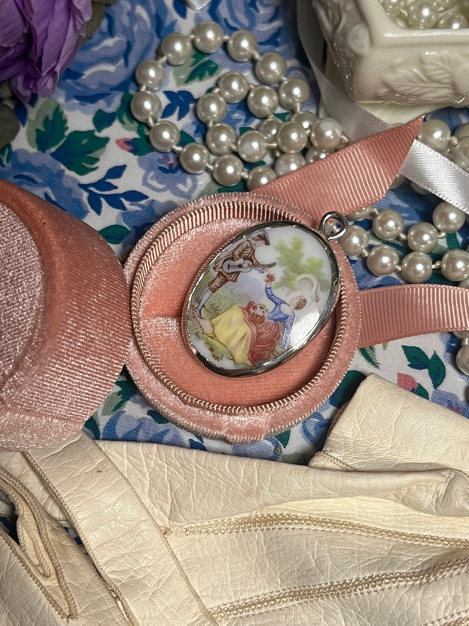 Painted Cameo Pendant