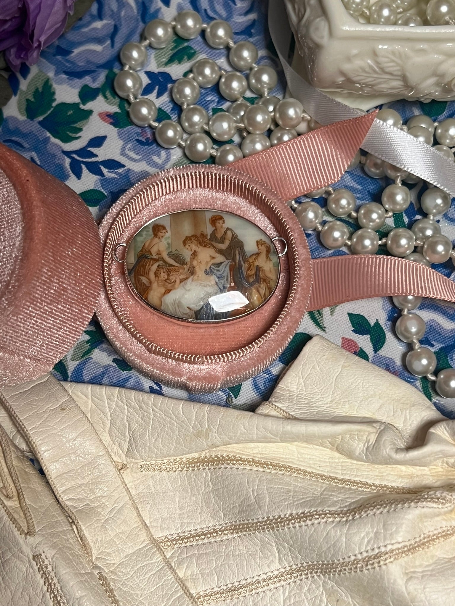 Painted Cameo Pendant