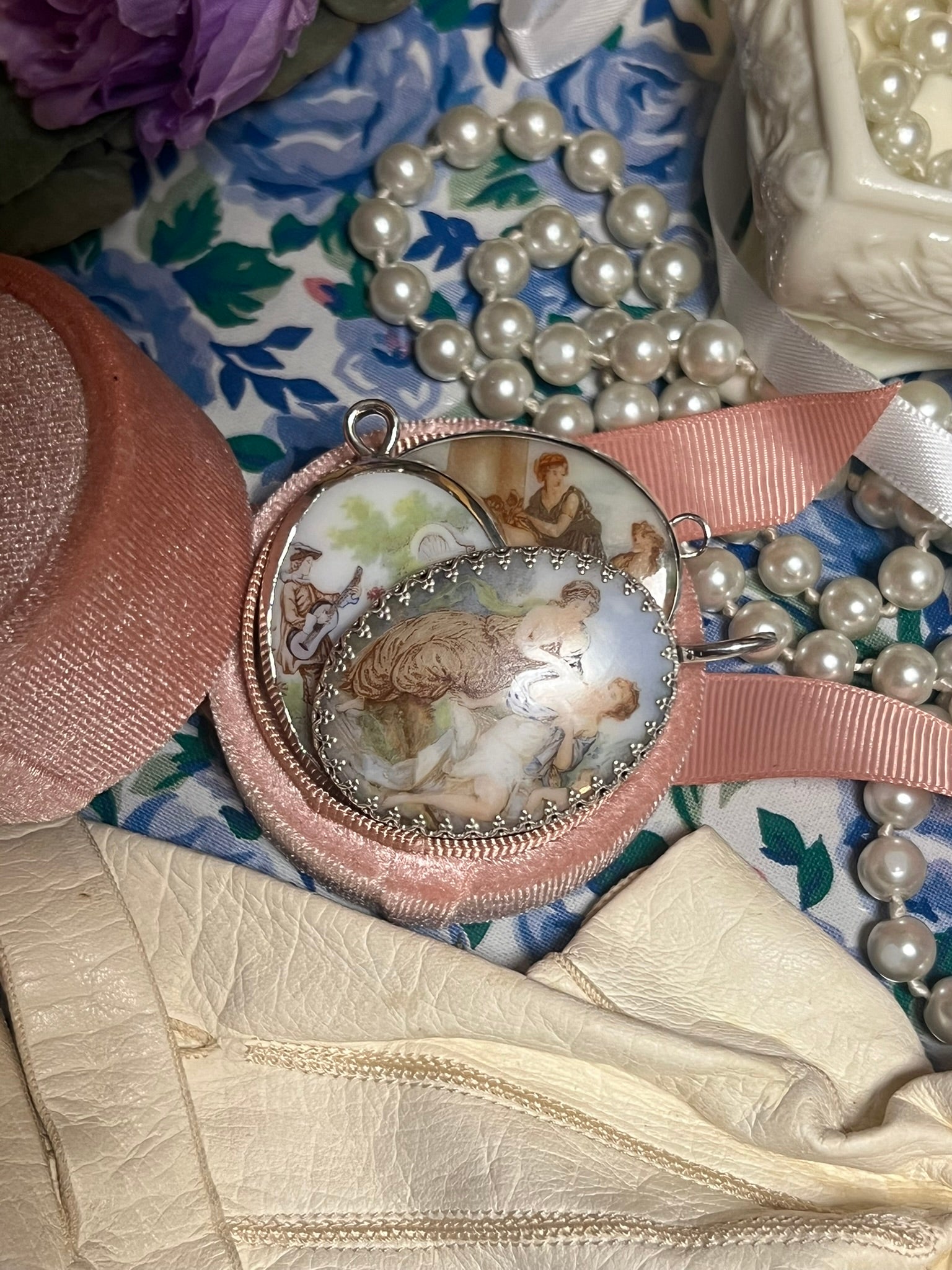 Painted Cameo Pendant